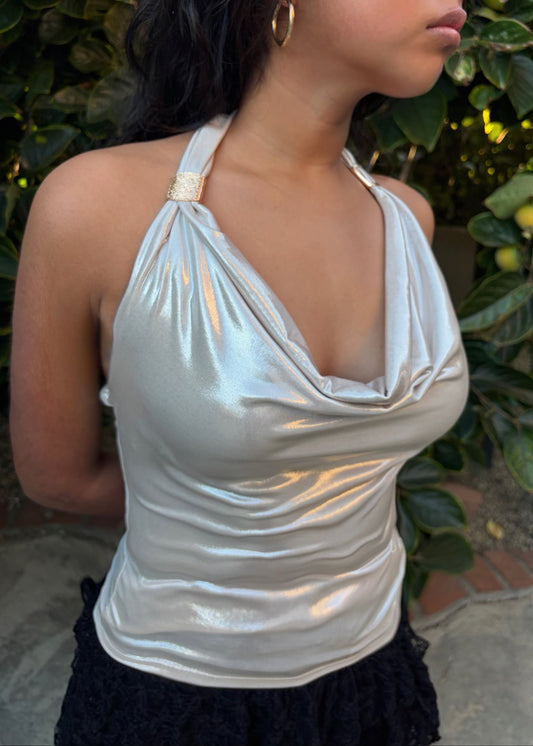 Perla Cowl Neck Halter Top