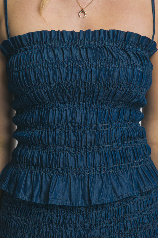 Top con tirantes fruncido Chloe Tencel