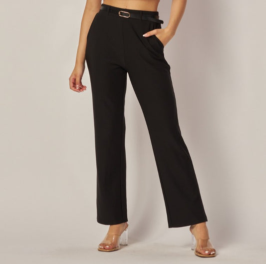 Pantalones Clásicos de Talle Alto con Cinturón