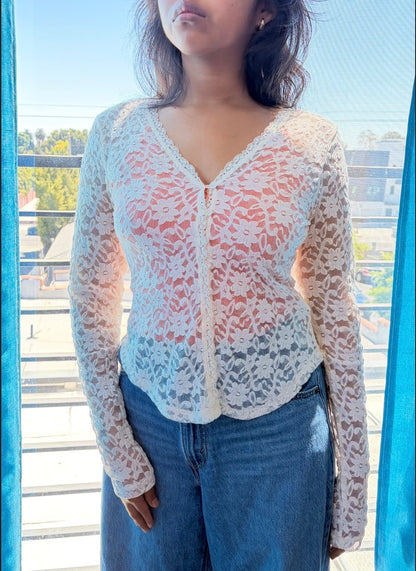 Selena Lace Front Button Top