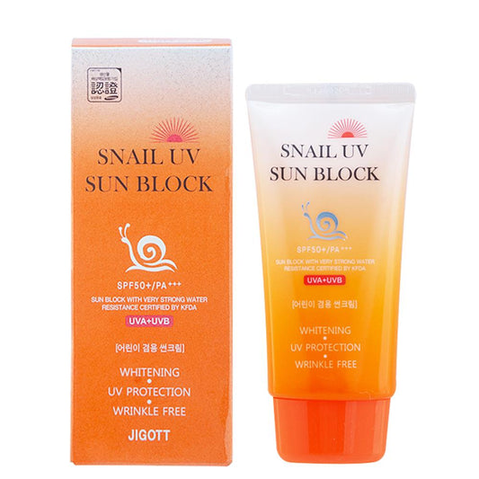 Jigott Snail UV Sun Block SPF 50+/PA+++ protector solar 70ml / 2.37 fl oz.