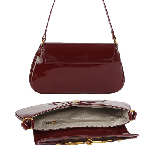 Bolso de hombro chic color burdeos