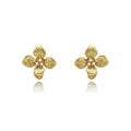 Golden Blossom Pearl Stud Earrings