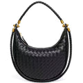 Sienna Woven Crescent Shoulder Bag - Black