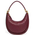 Sienna Woven Crescent Shoulder Bag - Wine