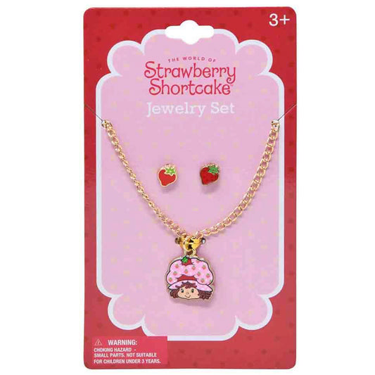 Strawberry Shortcake Metal Necklace Earring Set