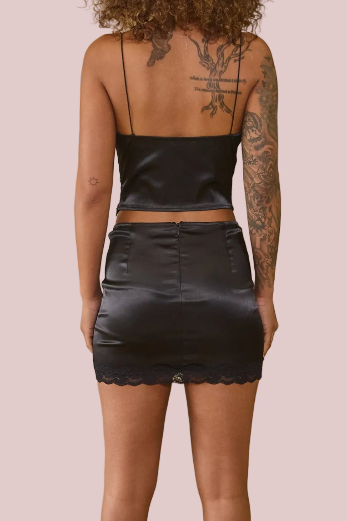 The Lace-Up Satin & Lace Mini Set