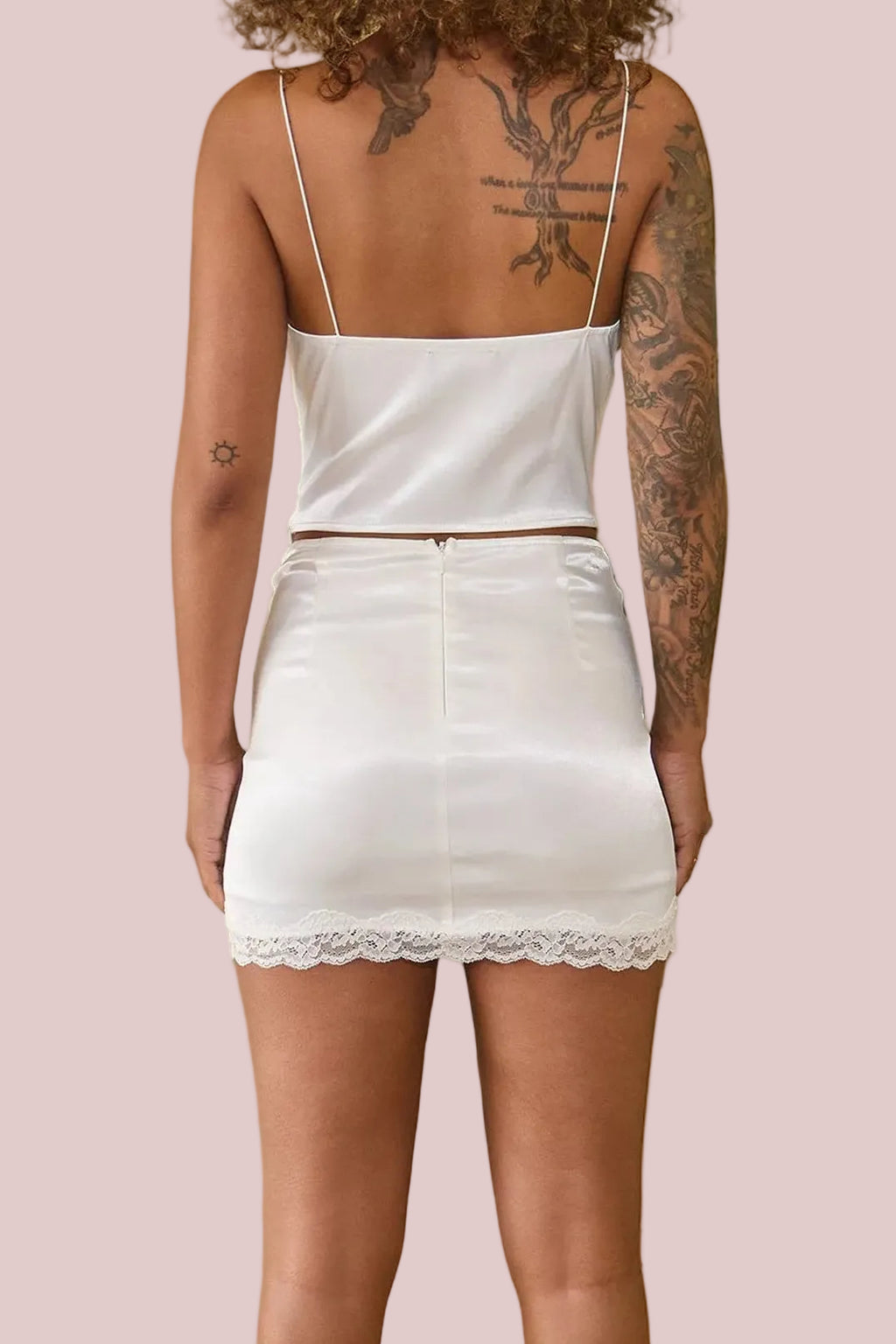 The Lace-Up Satin & Lace Mini Set