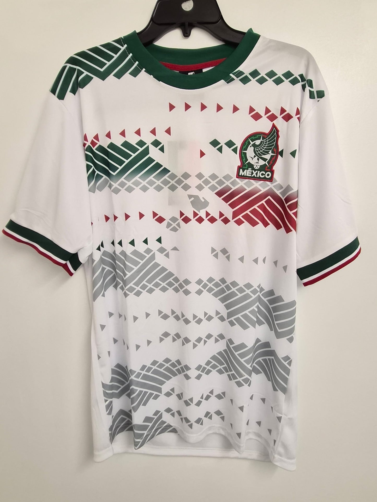 Mexico Soccer Jersey White Graphic Pattern Short Sleeve Shirt