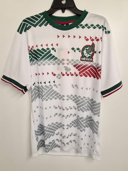 Mexico Soccer Jersey White Graphic Pattern Short Sleeve Shirt