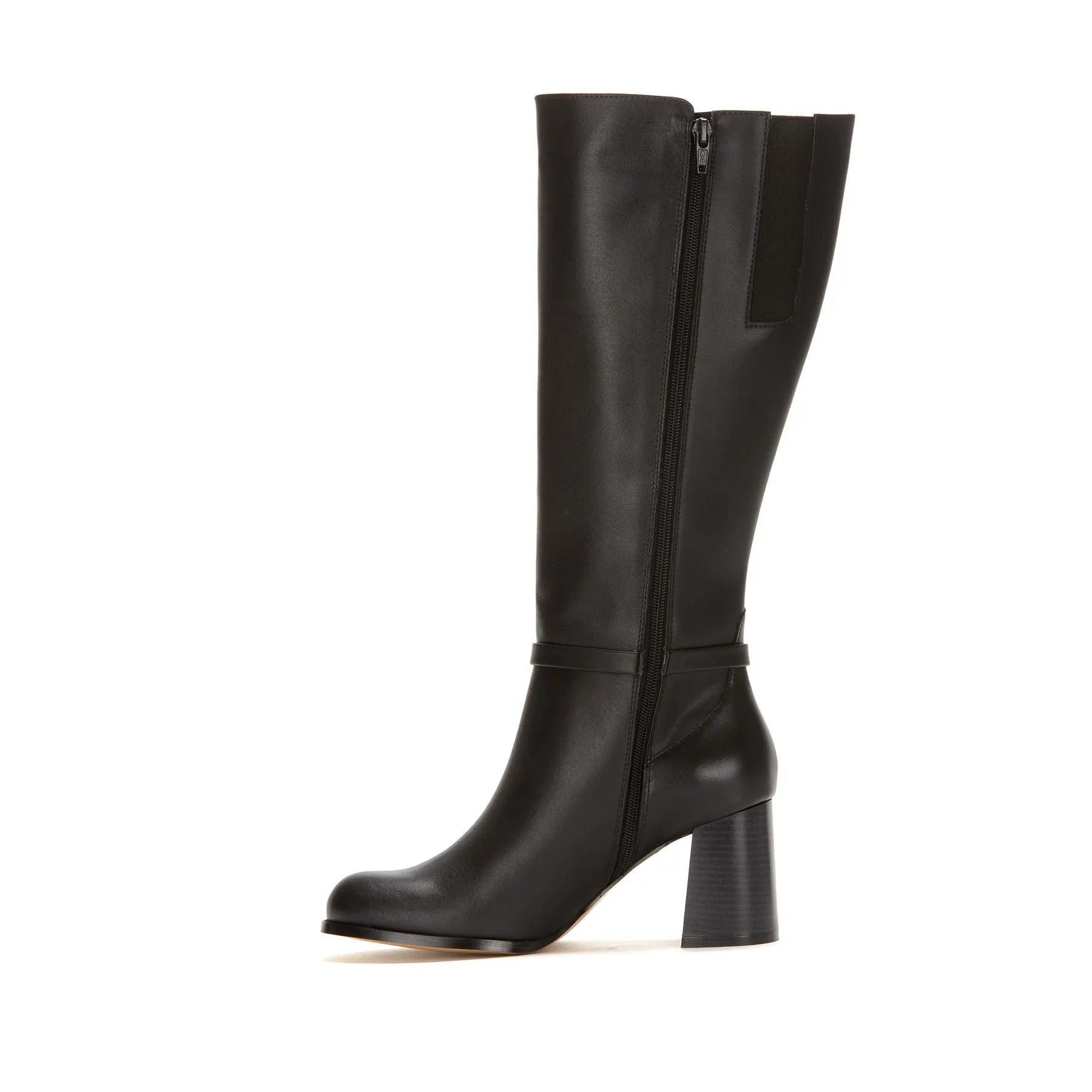 Classic Leather Block Knee High Boots