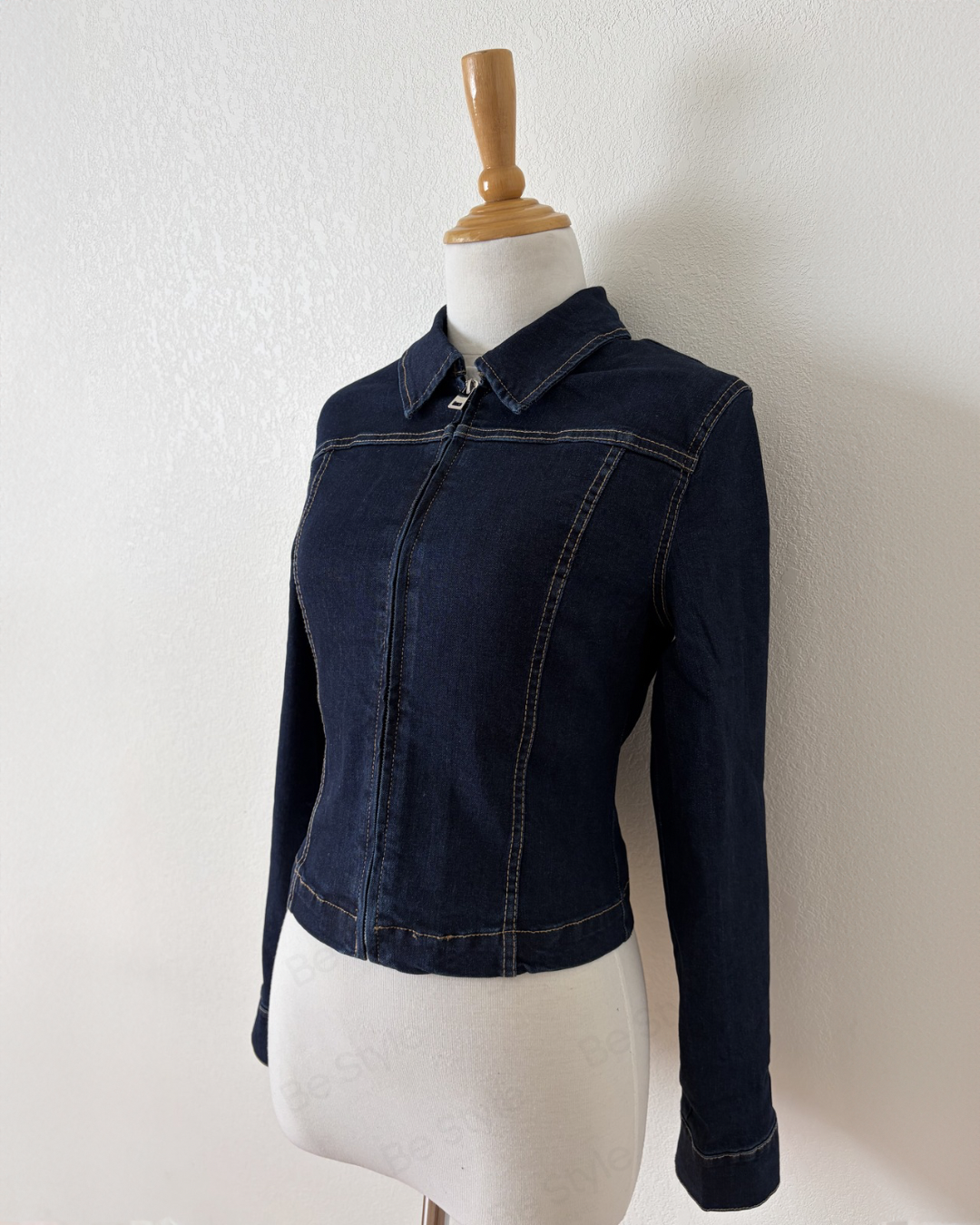 Jackie Fitted Zip-Up Denim Jacket