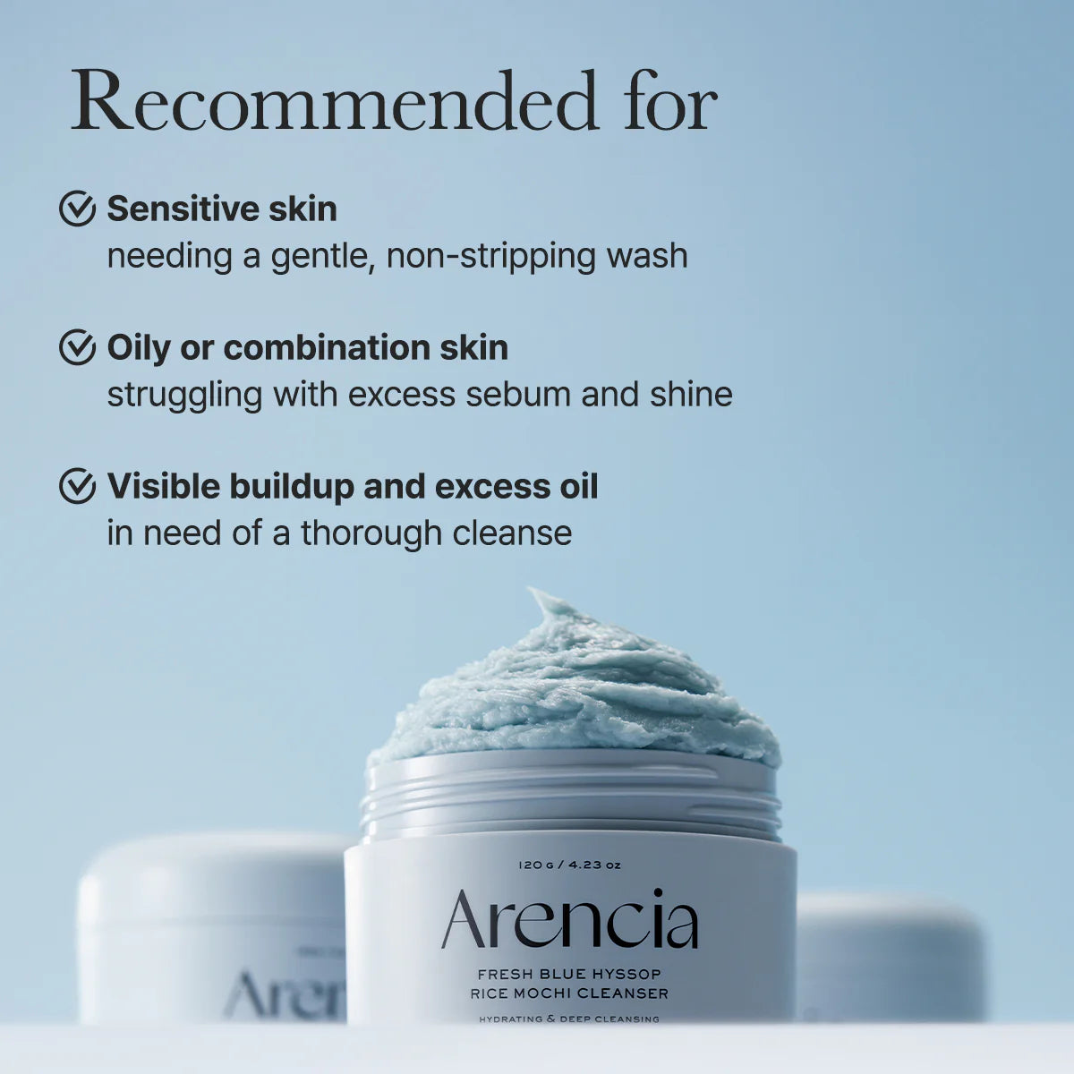 Arencia Fresh Blue Hyssop Rice Mochi Cleanser