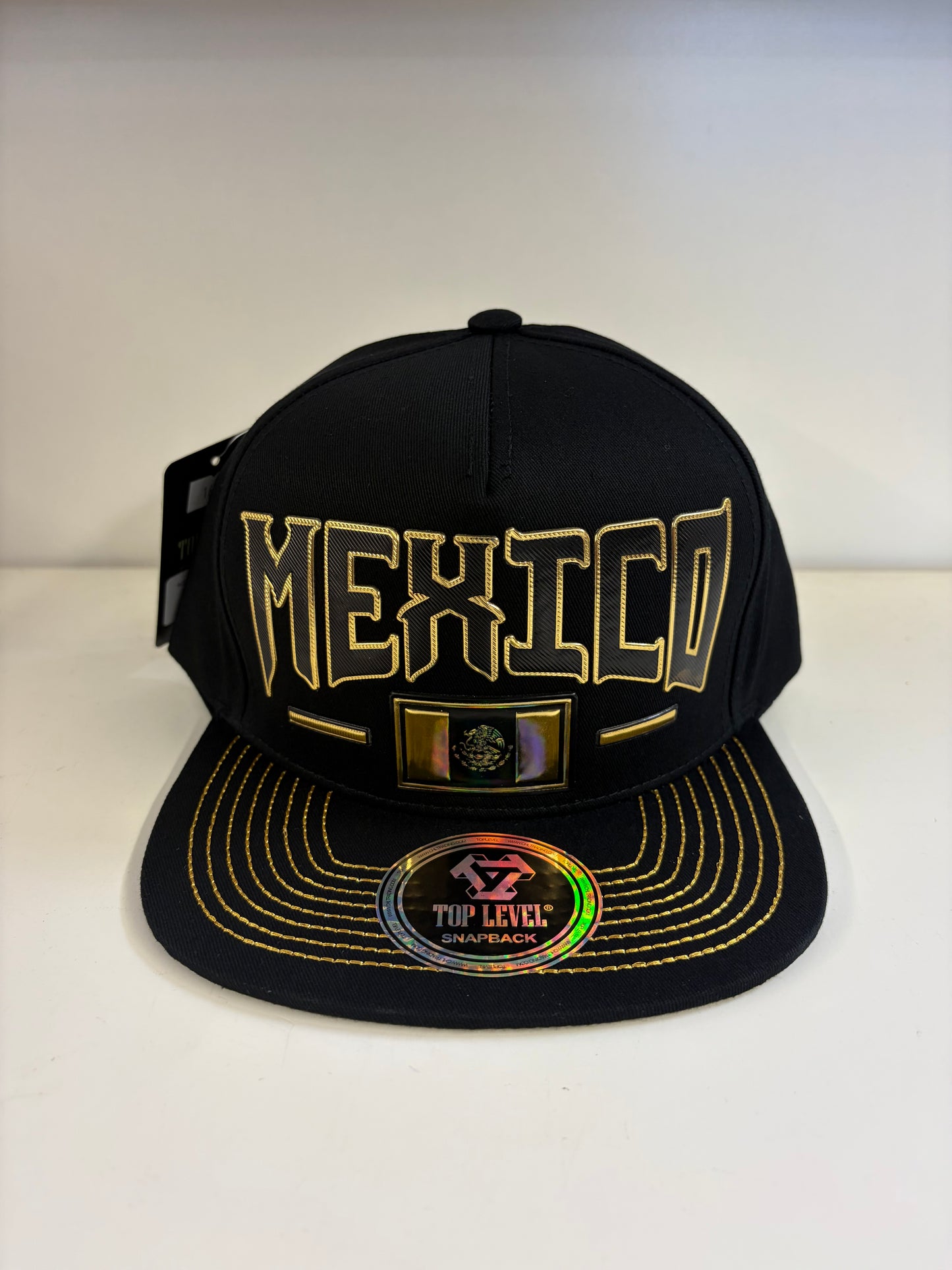 Mexico Snapback Hat with Gold Accents- Black