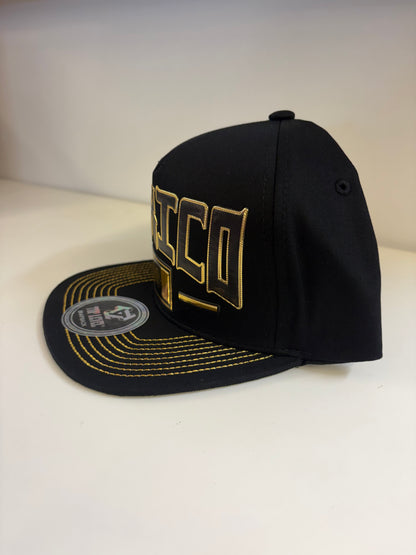 Mexico Snapback Hat with Gold Accents- Black