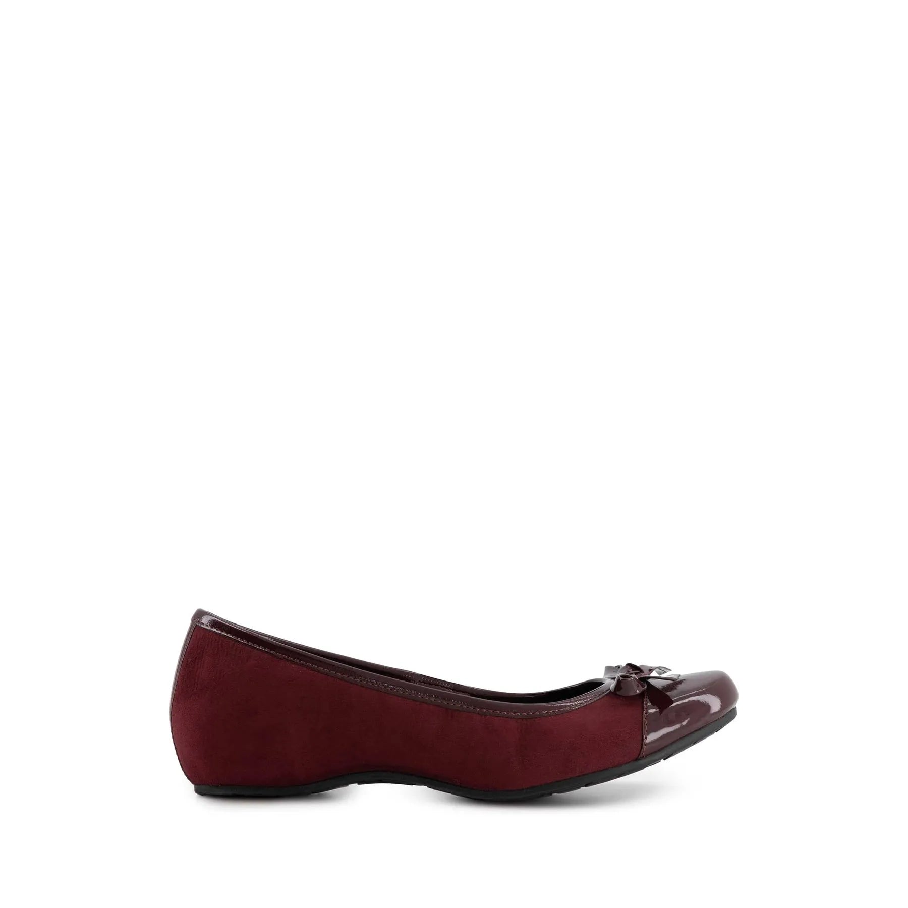 Andrea Burgundy Bow Ballet Flats