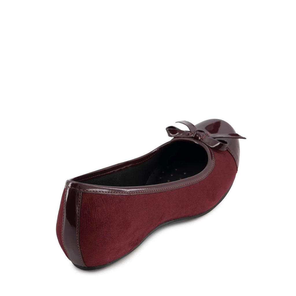 Andrea Burgundy Bow Ballet Flats