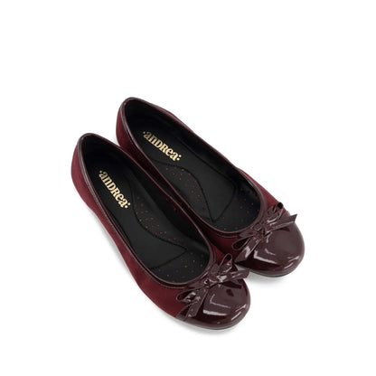 Andrea Burgundy Bow Ballet Flats
