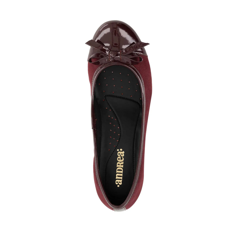 Andrea Burgundy Bow Ballet Flats