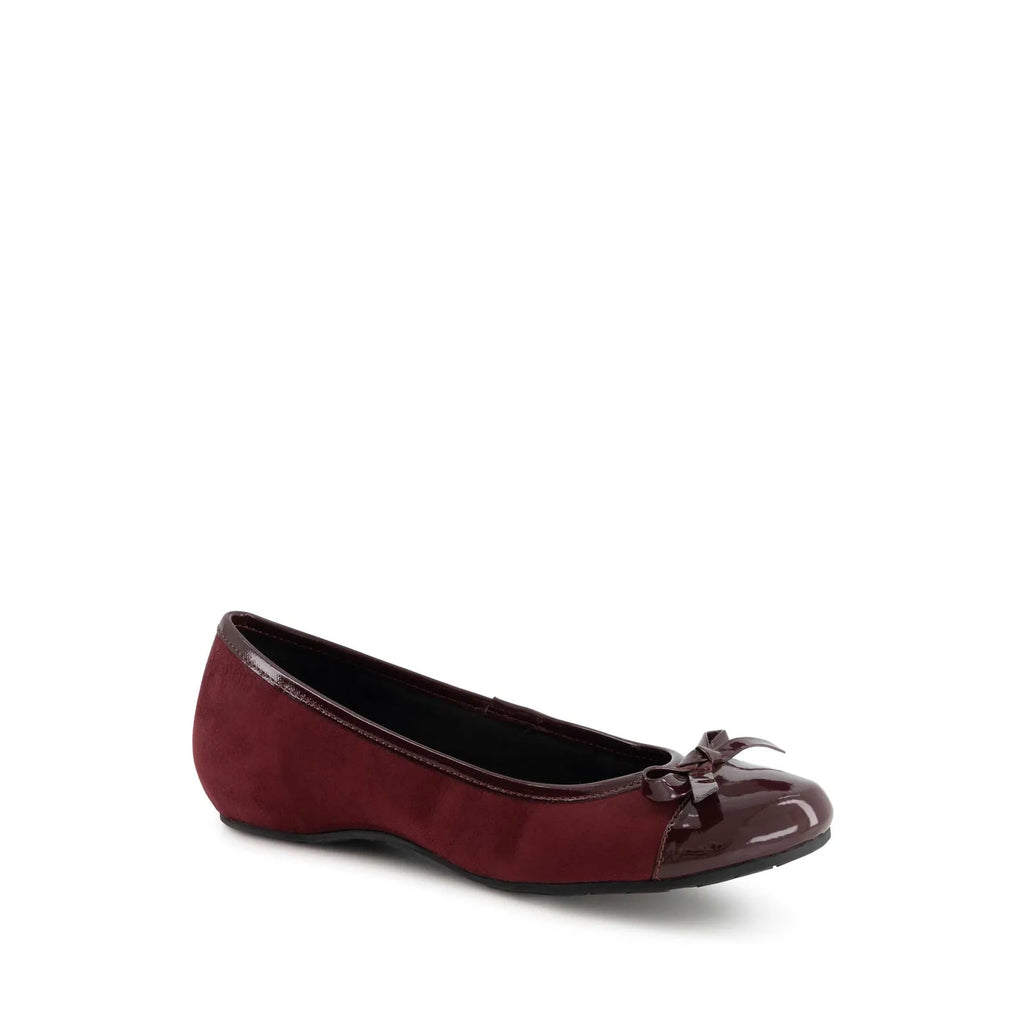 Andrea Burgundy Bow Ballet Flats