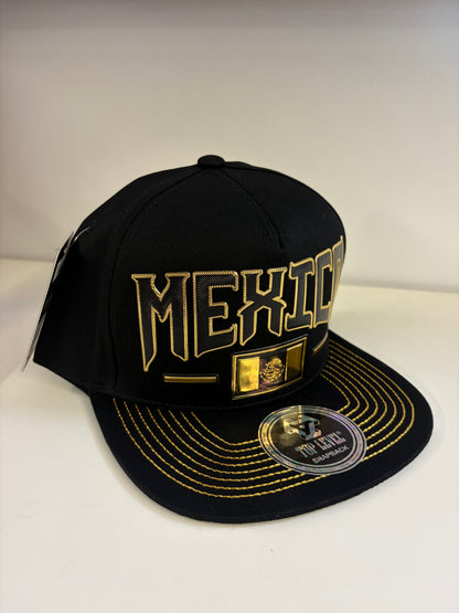 Mexico Snapback Hat with Gold Accents- Black
