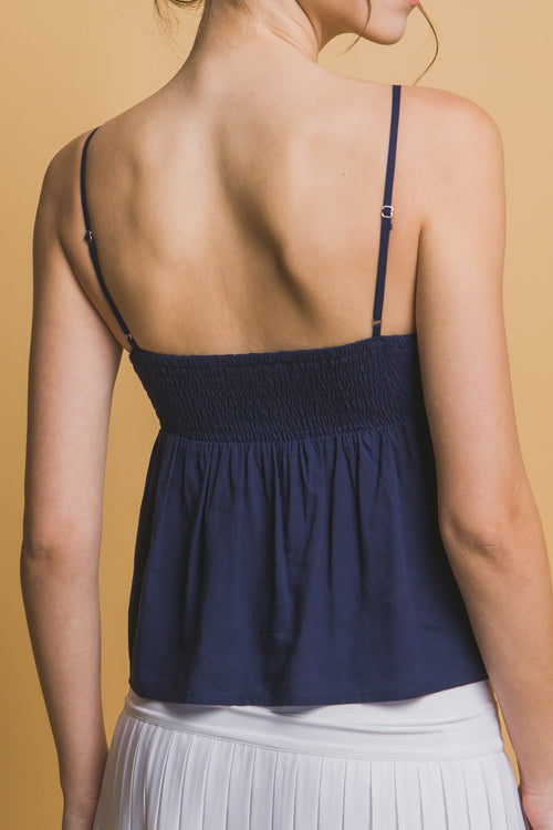 Ava Lace-Trim Linen Top