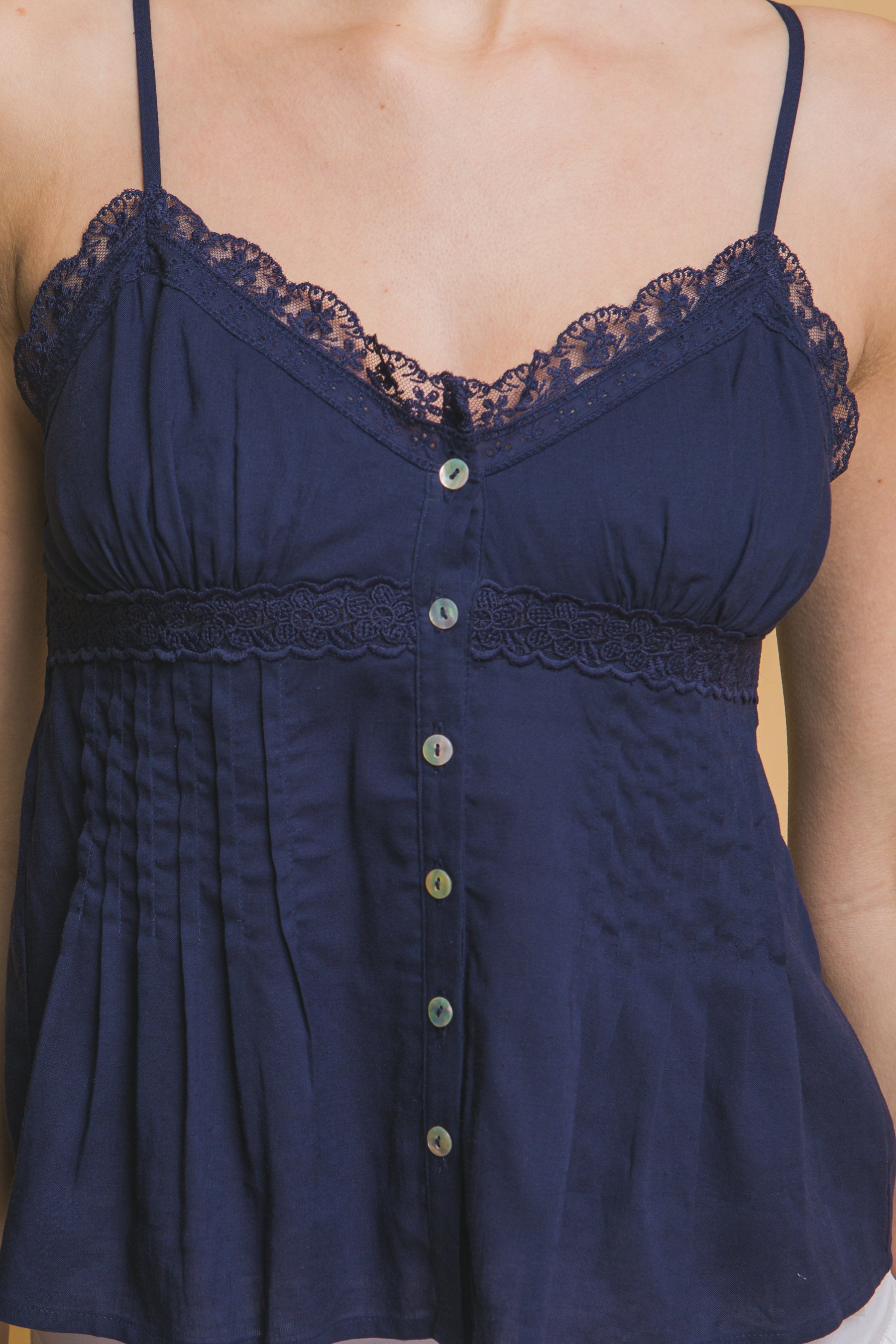 Ava Lace-Trim Linen Top