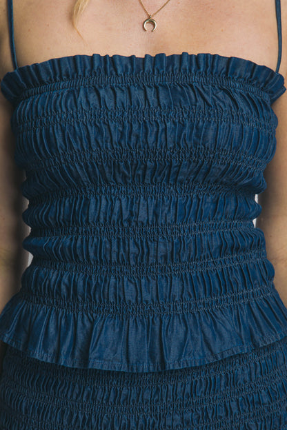Top con tirantes fruncido Chloe Tencel