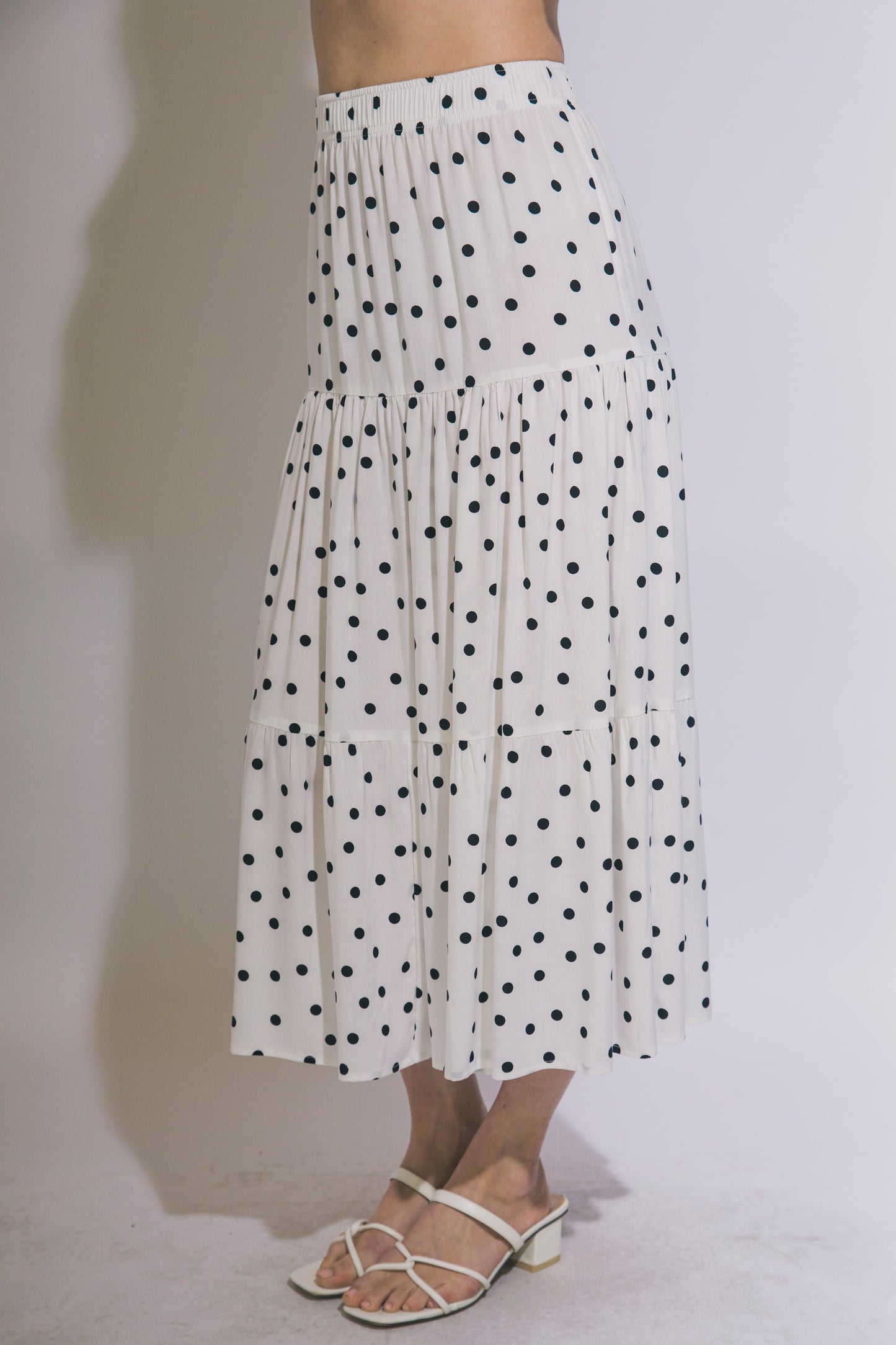 Sol Polka Dot Tiered Maxi Skirt