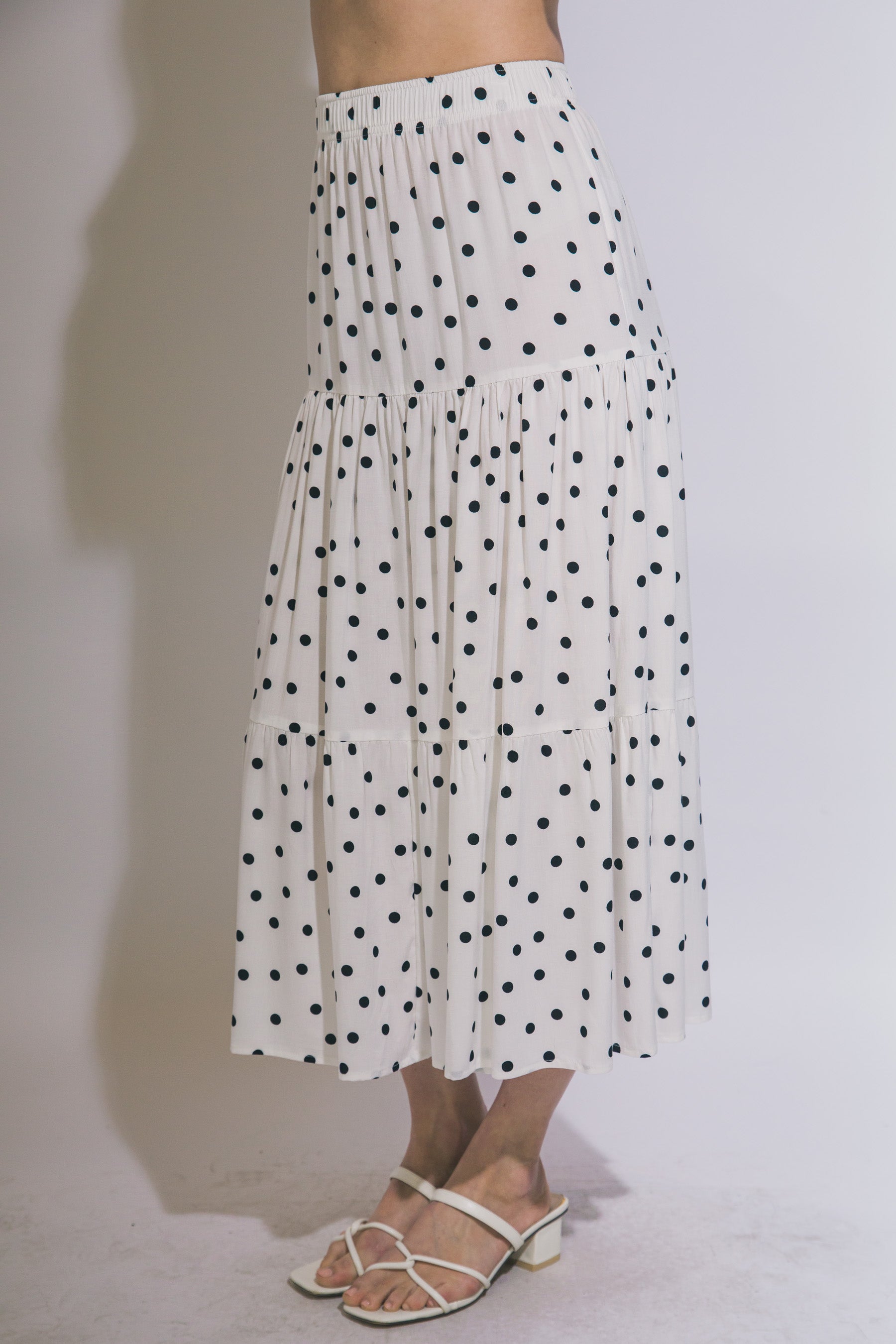 Sol Polka Dot Tiered Maxi Skirt