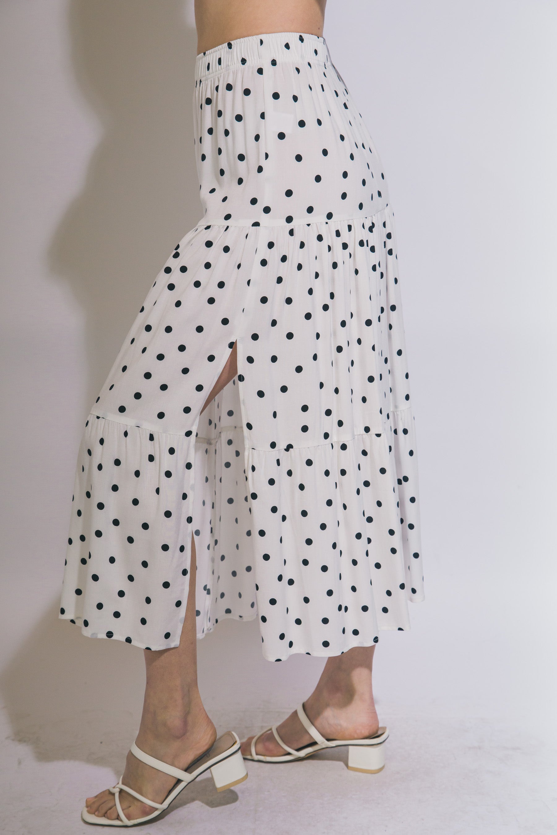 Sol Polka Dot Tiered Maxi Skirt