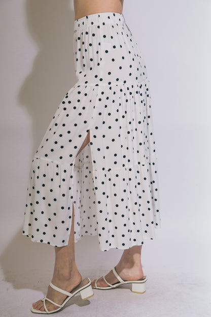 Sol Polka Dot Tiered Maxi Skirt