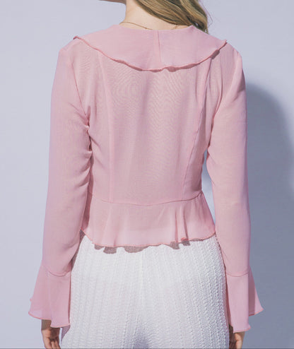 Mia Ruffle Front Flare Sleeve Blouse