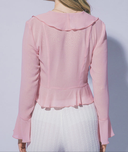 Blusa Mia con Volantes Delanteros y Mangas Acampanadas