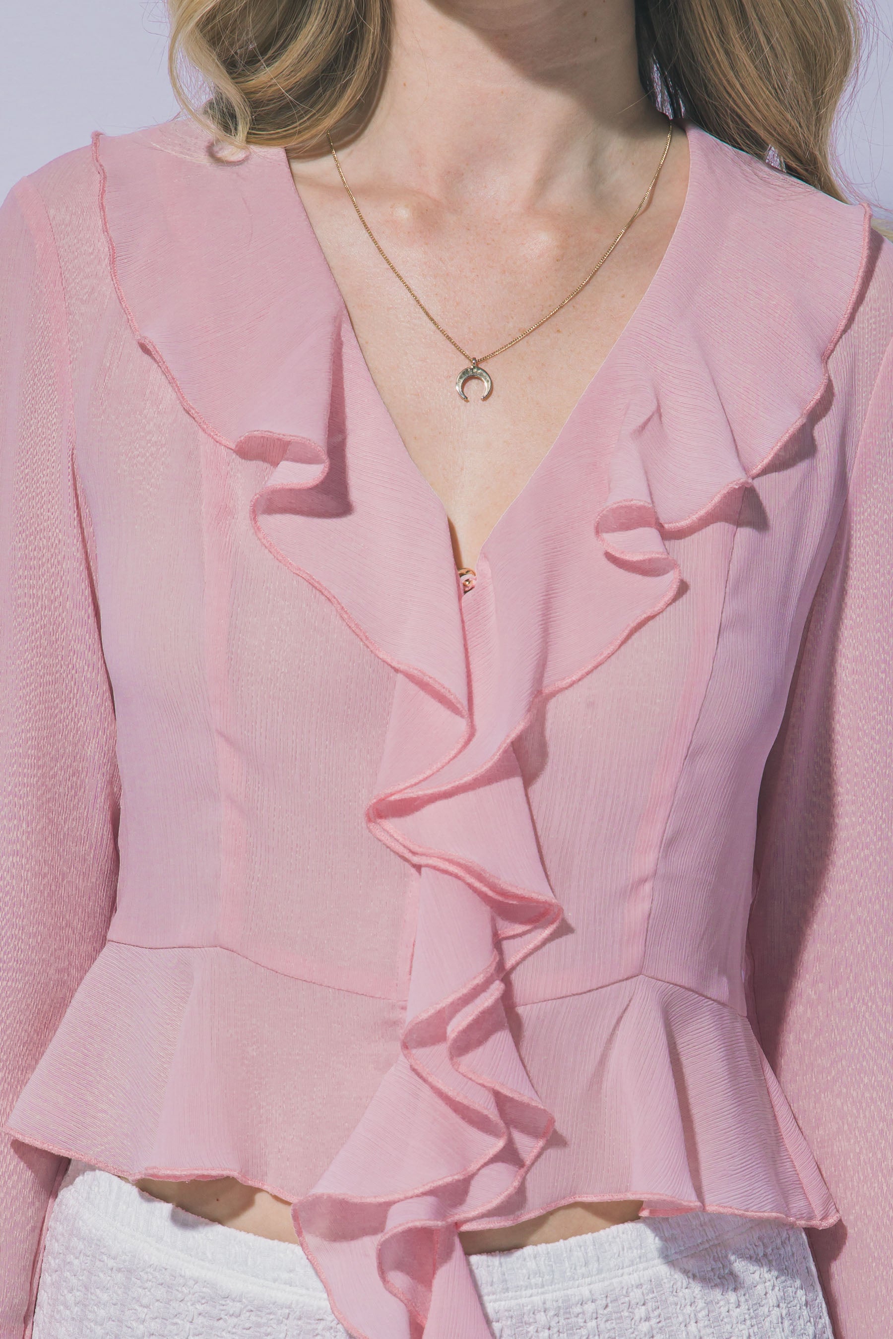 Mia Ruffle Front Flare Sleeve Blouse