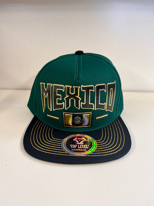 Mexico Snapback Hat with Gold Accents- Green