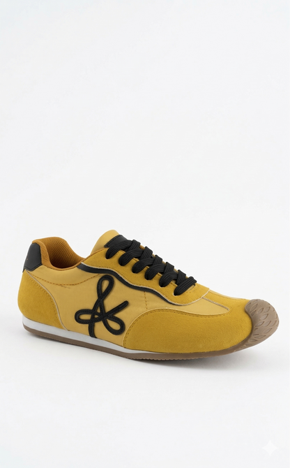 ANDREA Zapatilla de Tela Retro Amarilla
