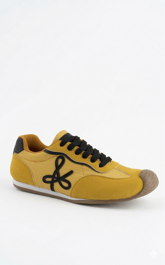 ANDREA Zapatilla de Tela Retro Amarilla