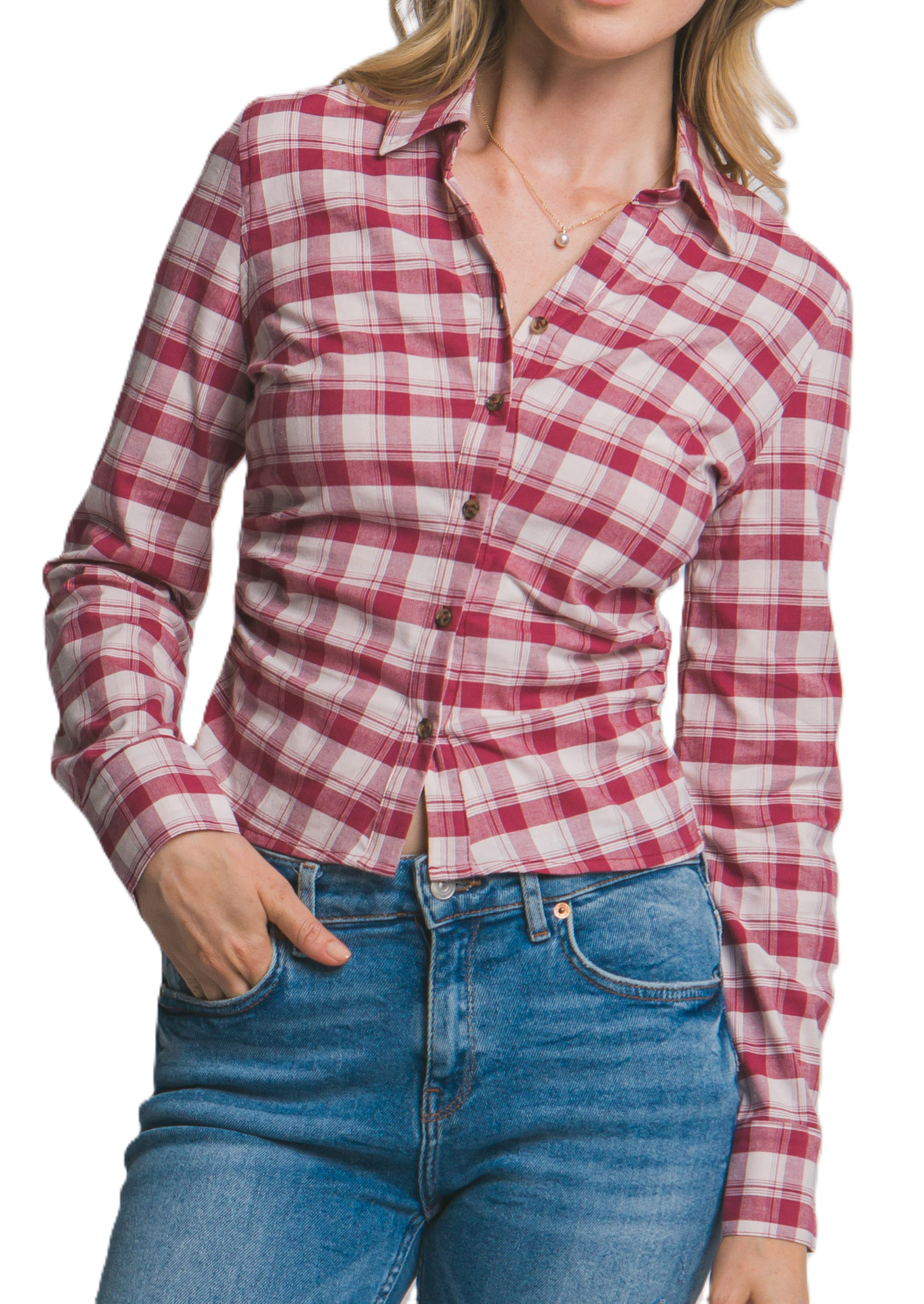 Button-Up Plaid Fitted Shirt