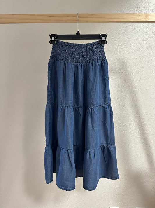 Falda midi escalonada de tencel Talia