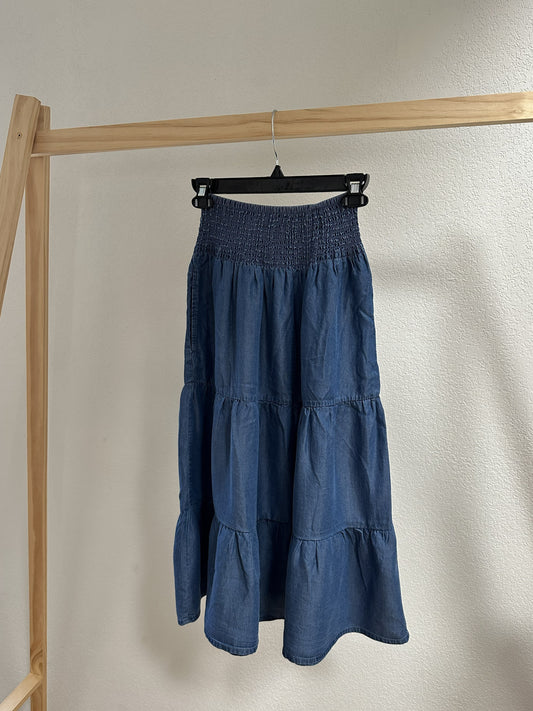 Falda midi escalonada de tencel Talia