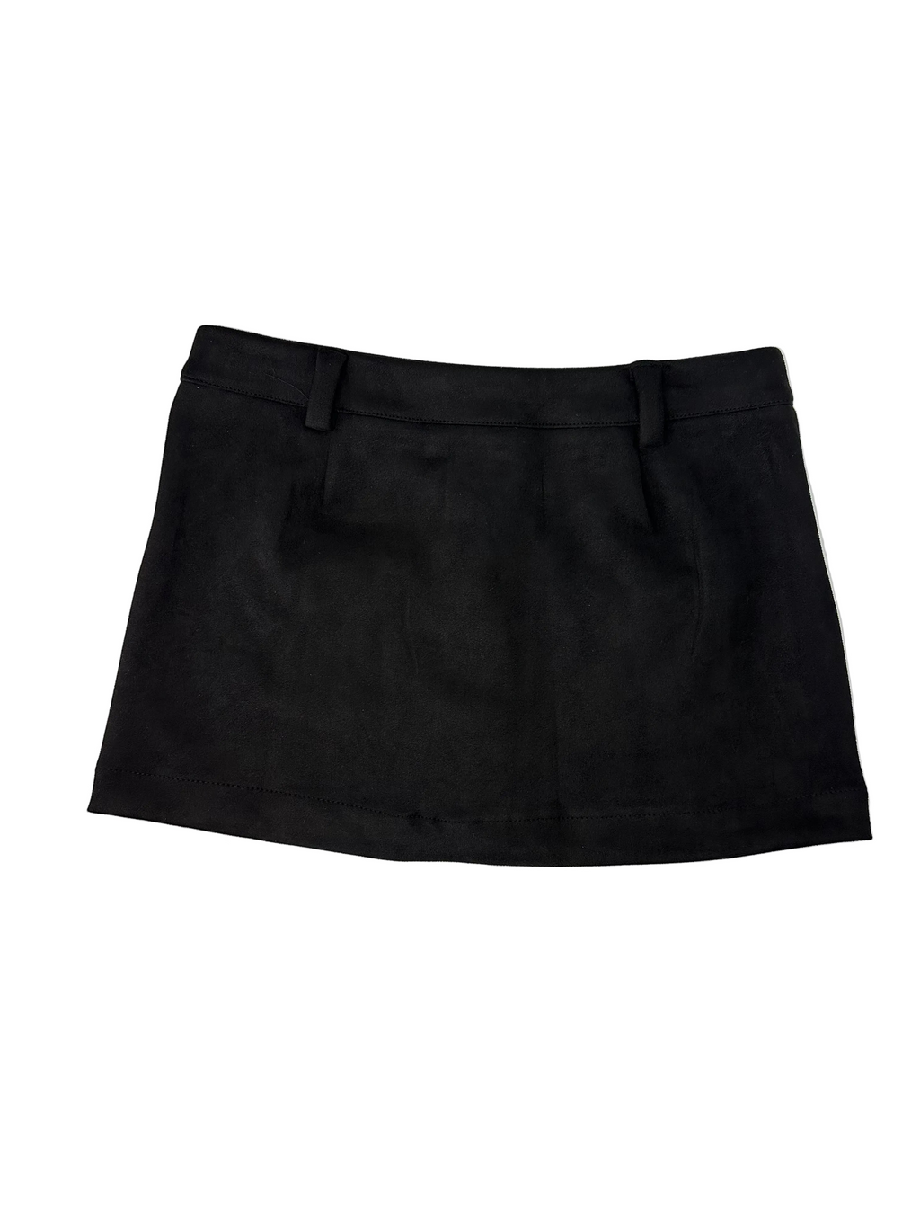 Suede Front-Pocket Button Mini Skirt