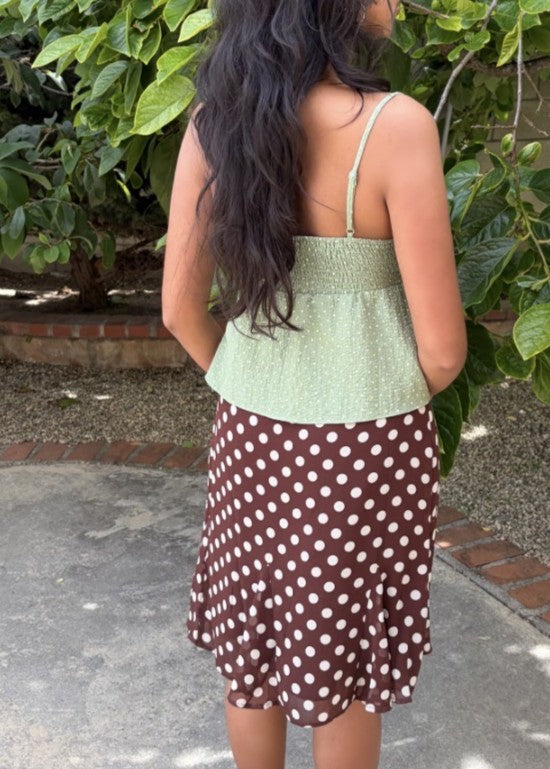 Sage Polka Dot Cami Top
