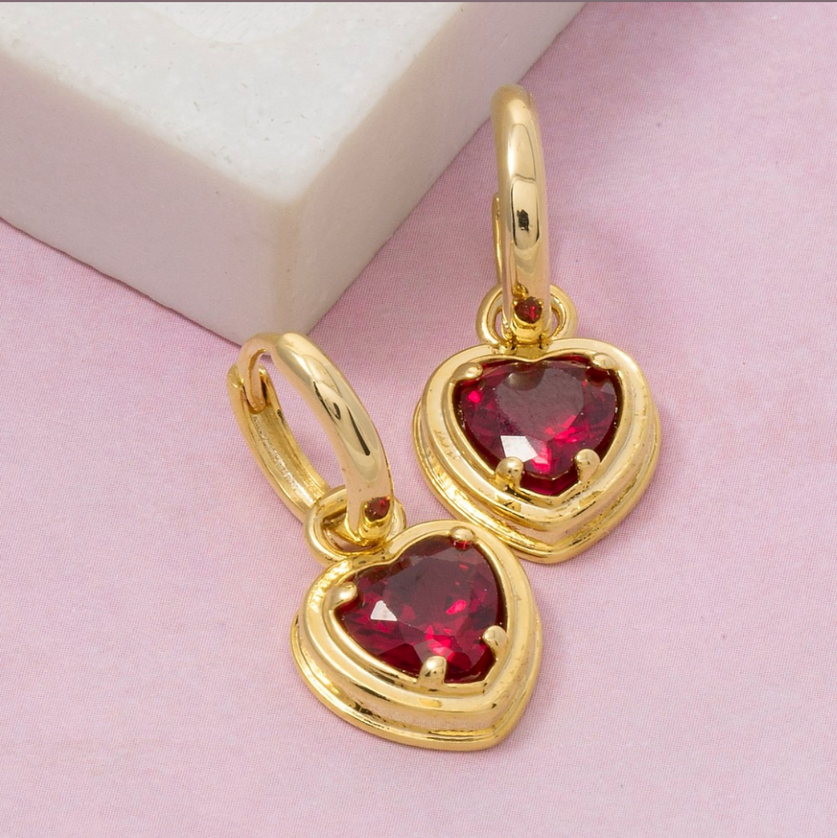 Gold-Dipped Heart Hoop Earrings