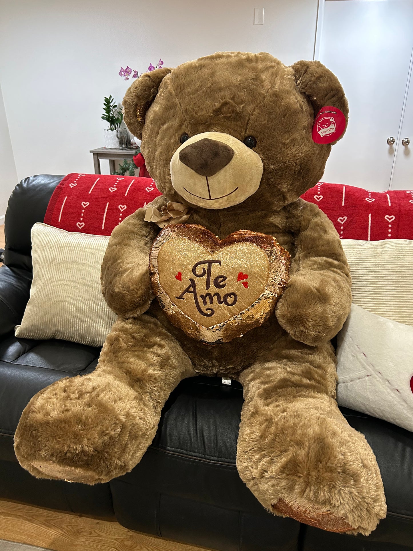 Oso de peluche marrón extragrande "Te Amo"