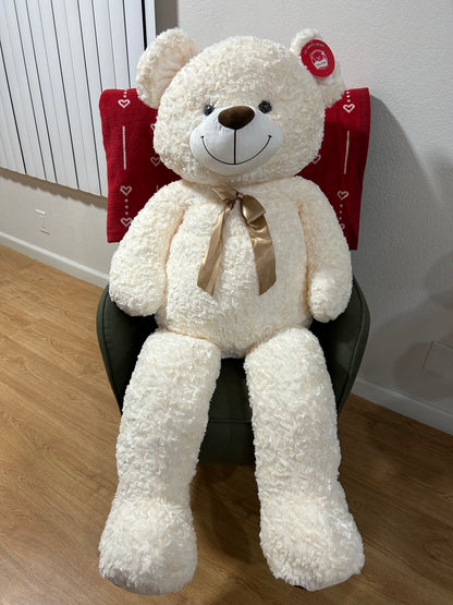 Oso de peluche blanco grande con pajarita
