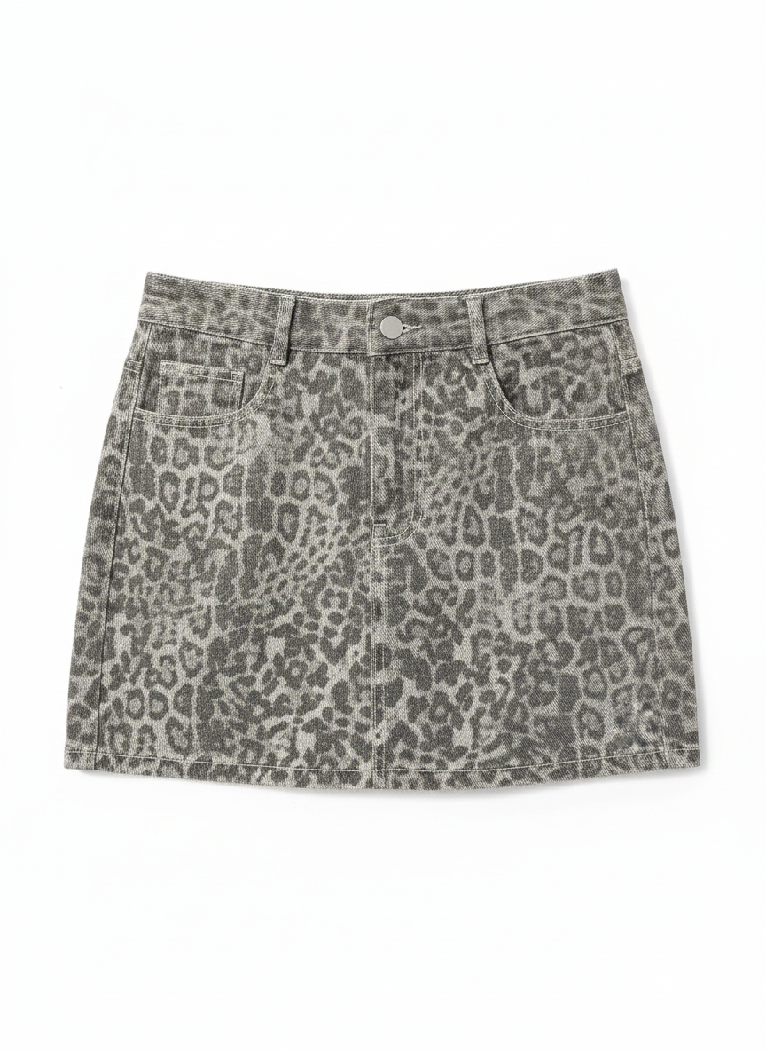 Leopard print skirt on a white background