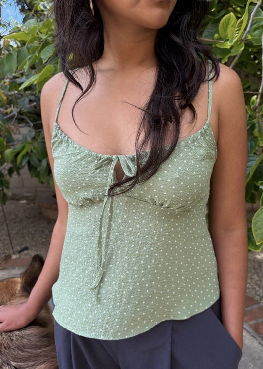 Sage Polka Dot Cami Top