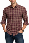 Burgundy Classic Plaid Button-Down Shirt
