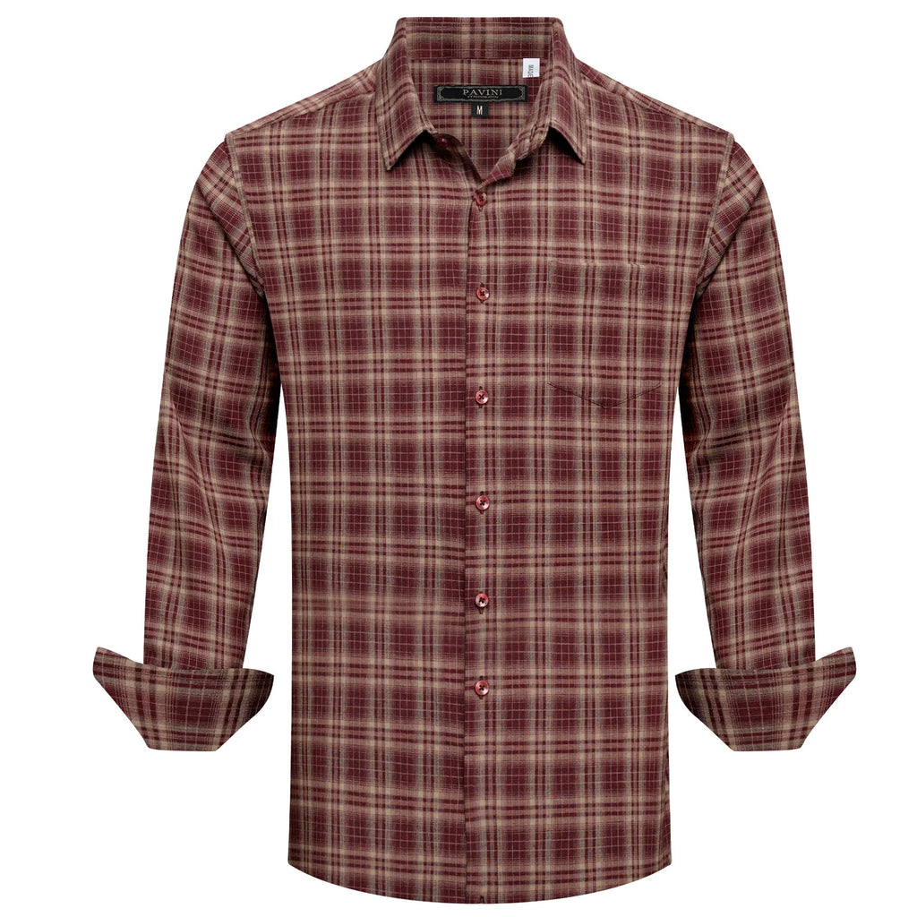 Burgundy Classic Plaid Button-Down Shirt